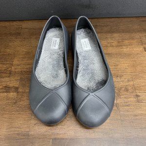 Crocs Olivia II Lined Flats‎ Womens Sz 10 Black Slip On Shoes Faux Fur